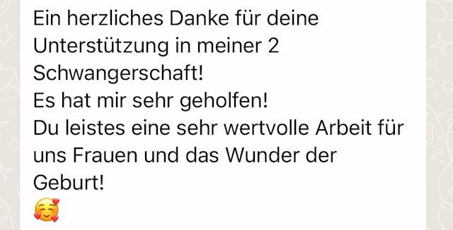 WhatsApp-Nachricht: Unterstützung in der 2. Schwangerschaft